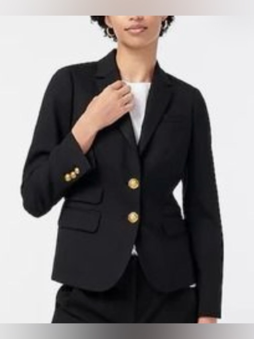 J. Crew Schoolboy Wool Blazer Gold Buttons Jacket Black 12